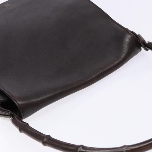GUCCI Bamboo Shoulder Bag Leather Dark Brown 001 001 - Picture 6 of 16